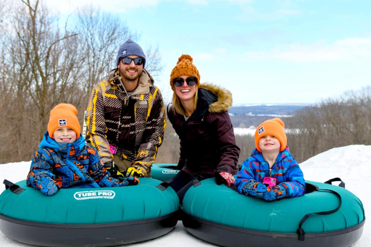 Family snow tubing at Powers Bluff Marshfield WI